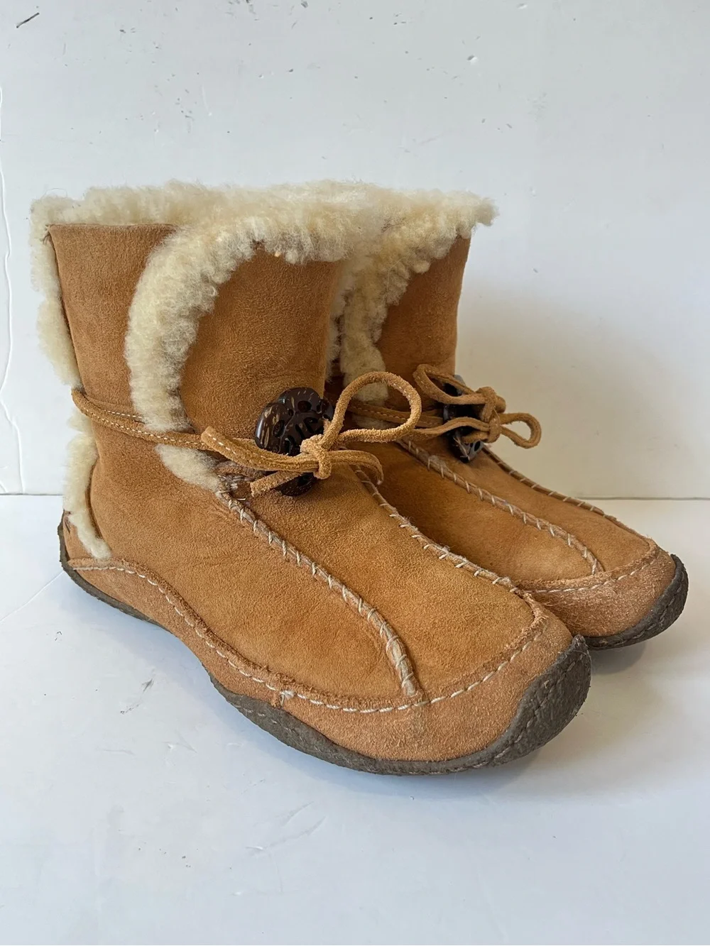 Sorel Pakua Brown Leather Shearling Lined Moccasin Winter Boots size 8